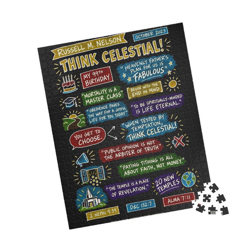 Think Celestial! Sketch Note 520-Piece Puzzle — Russell M. Nelson