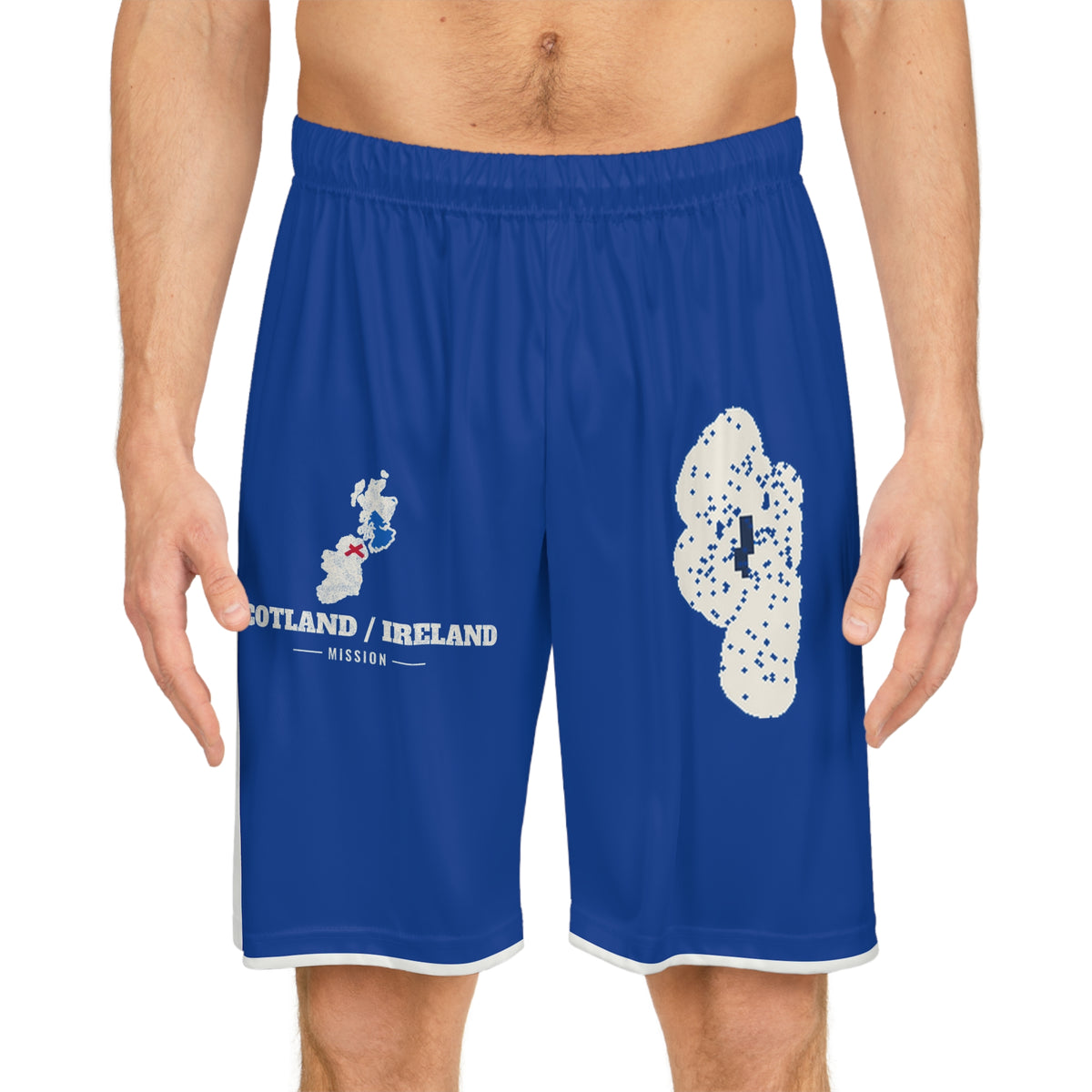 Scotland/Ireland Mission Basketball Shorts, worn, front view