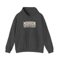 Florida Fort Lauderdale Mission Hoodie in Dark Heather, front view with the varsity mission design