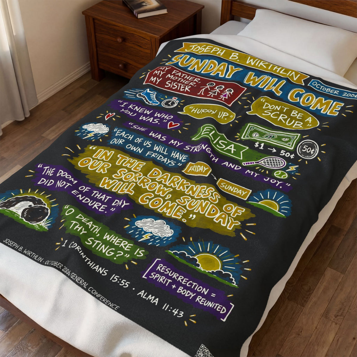 Sunday Will Come Sketch Note Plush Blanket — Joseph B. Wirthlin