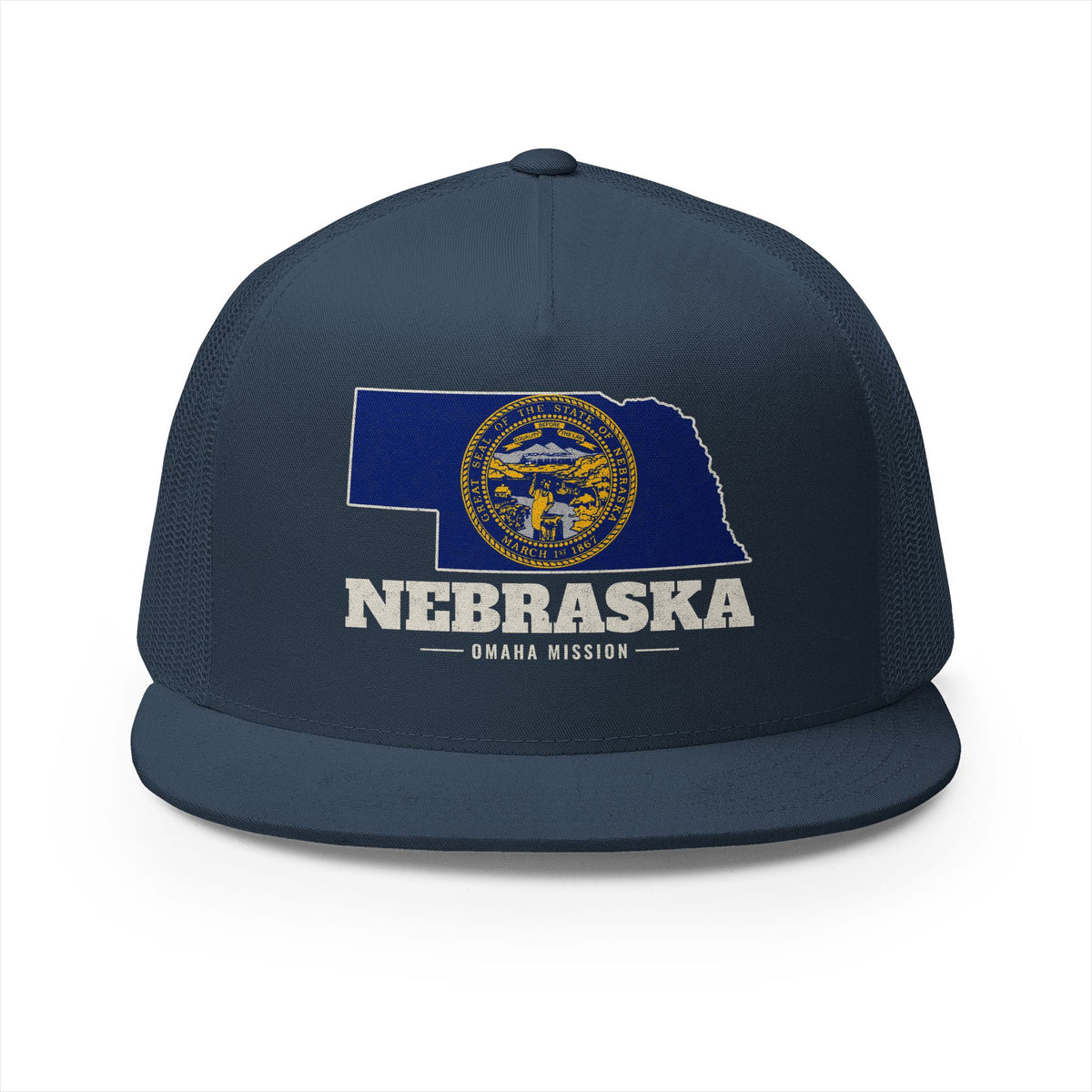 Nebraska Omaha Mission Flag Map Trucker Hat