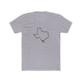 Texas McAllen Mission Heart Map shirt in Heather Grey: Texas outline with a red heart, front view