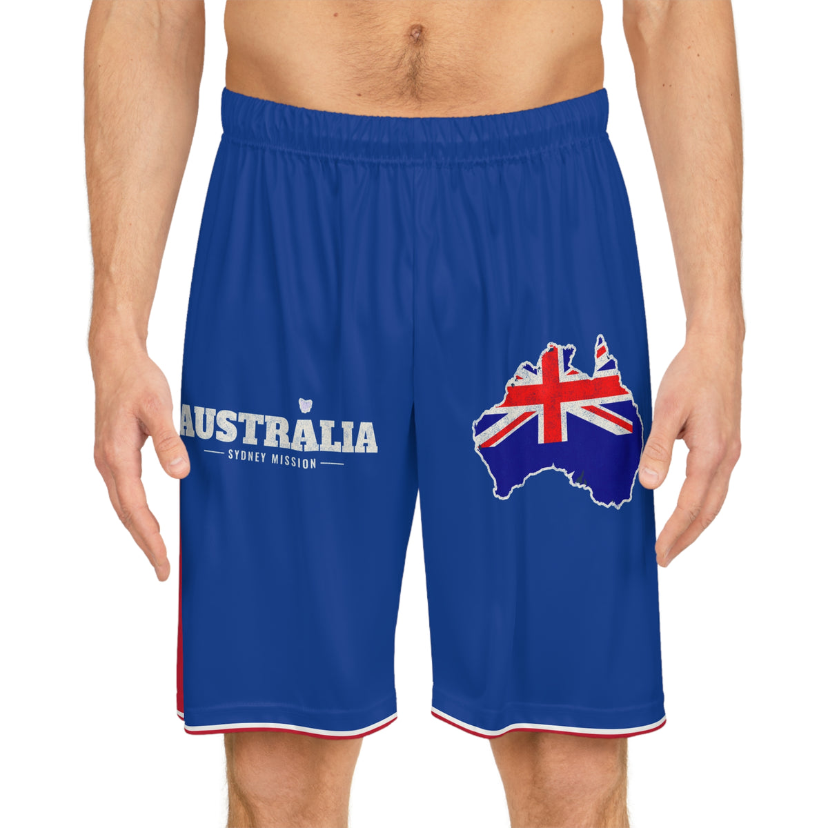 Australia Sydney Mission Basketball Shorts, worn, front view
