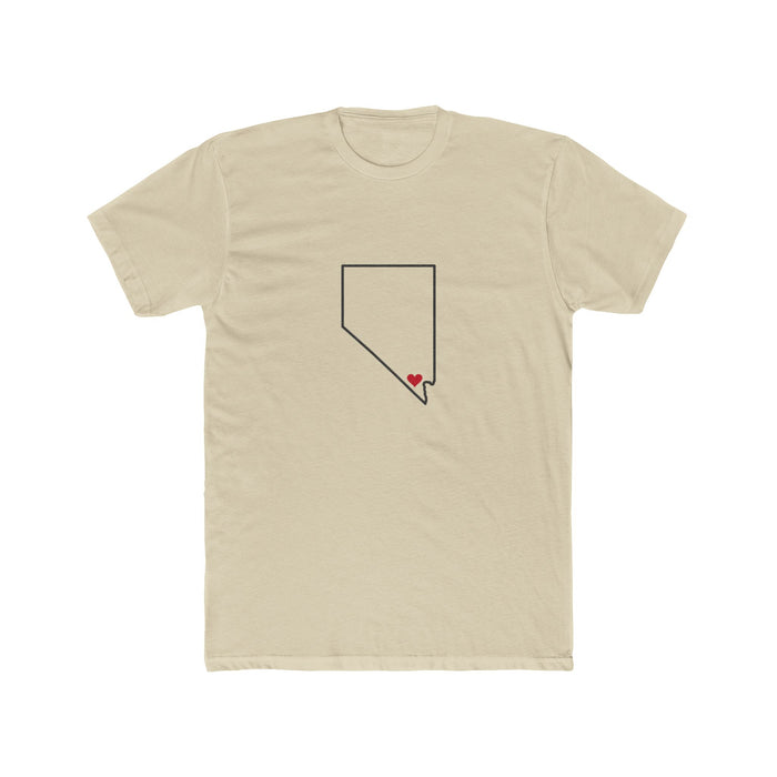 Nevada Las Vegas East Mission Heart Map shirt in Cream: Nevada outline with a red heart, front view