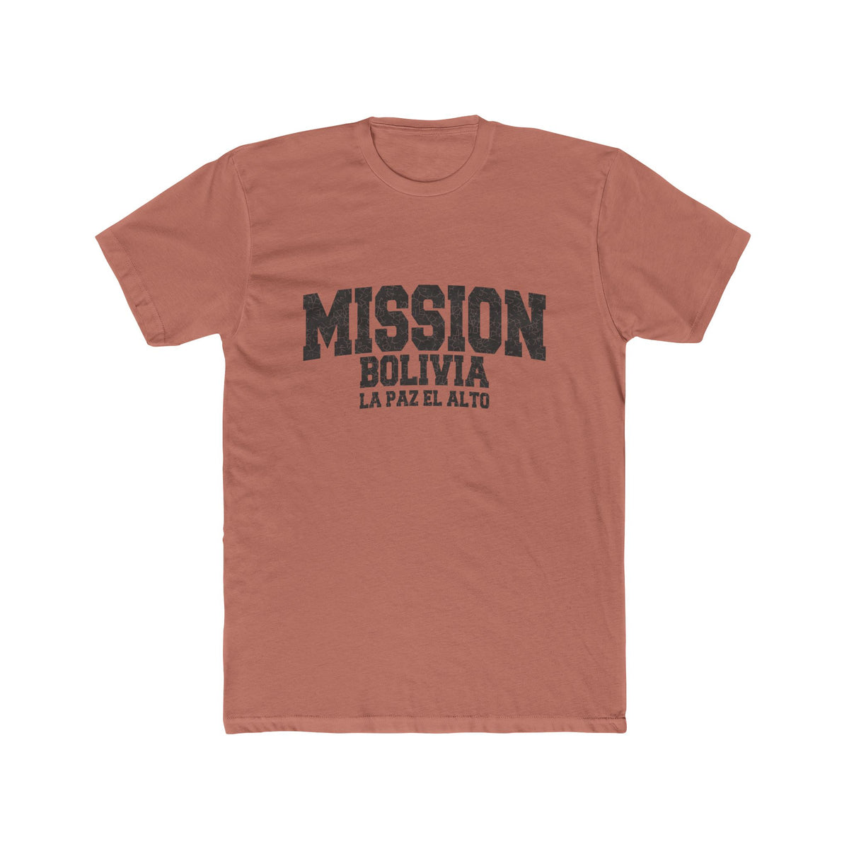 Bolivia La Paz El Alto Mission T-Shirt in Solid Desert Pink, front view