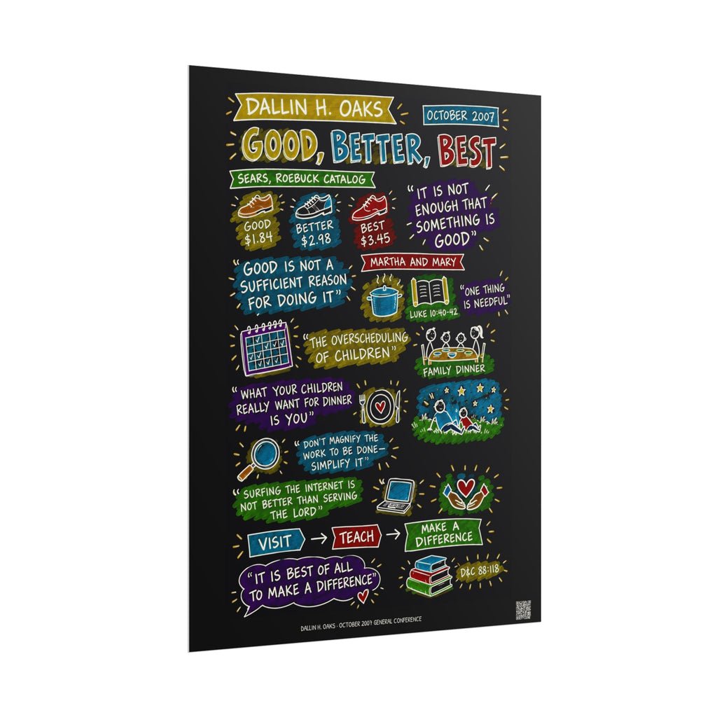 Good, Better, Best Sketch Note Poster (Black) — Dallin H. Oaks