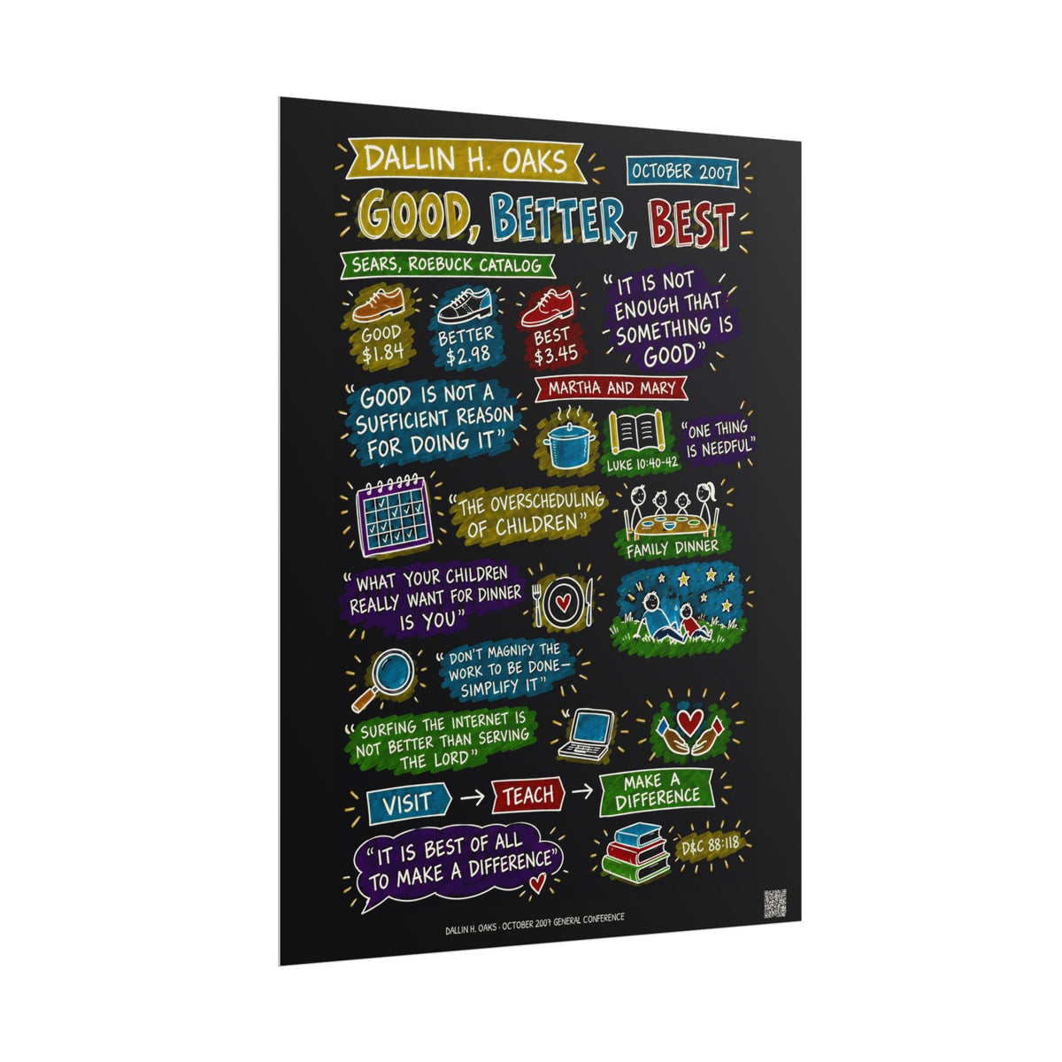 Good, Better, Best Sketch Note Poster (Black) — Dallin H. Oaks