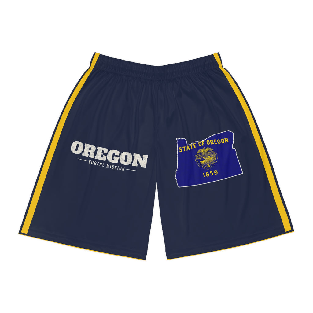 Oregon Eugene Mission Basketball Shorts, front view