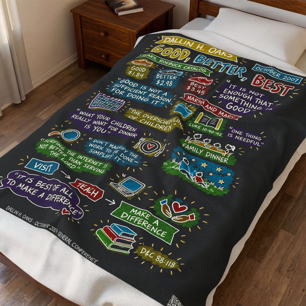 Good, Better, Best Sketch Note Plush Blanket — Dallin H. Oaks