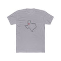 Texas Lubbock Mission Heart Map shirt in Heather Grey: Texas outline with a red heart, front view