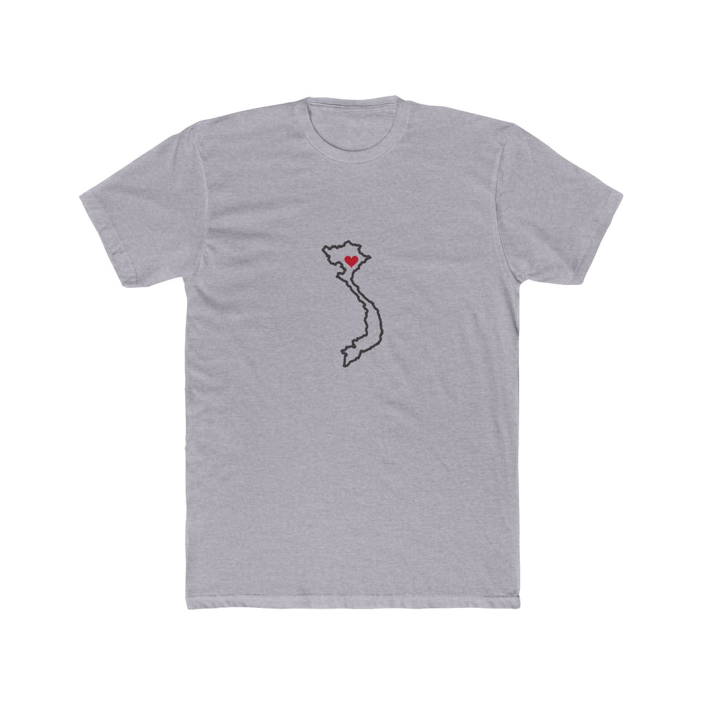 Vietnam Hanoi Mission Heart Map shirt in Heather Grey: Vietnam outline with a red heart, front view