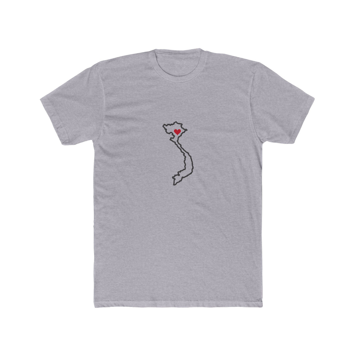 Vietnam Hanoi Mission Heart Map shirt in Heather Grey: Vietnam outline with a red heart, front view