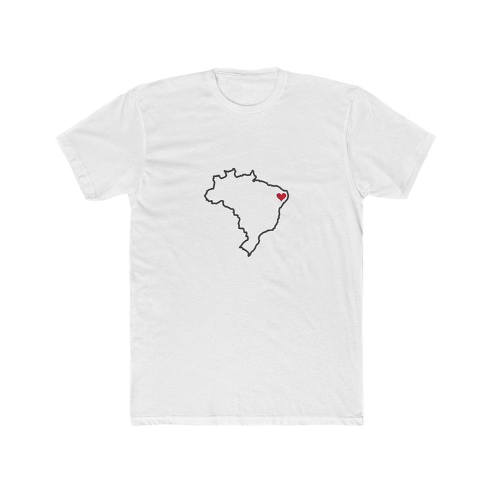 Brazil Recife North Mission Heart Map shirt in White: Brazil outline with a red heart, front view