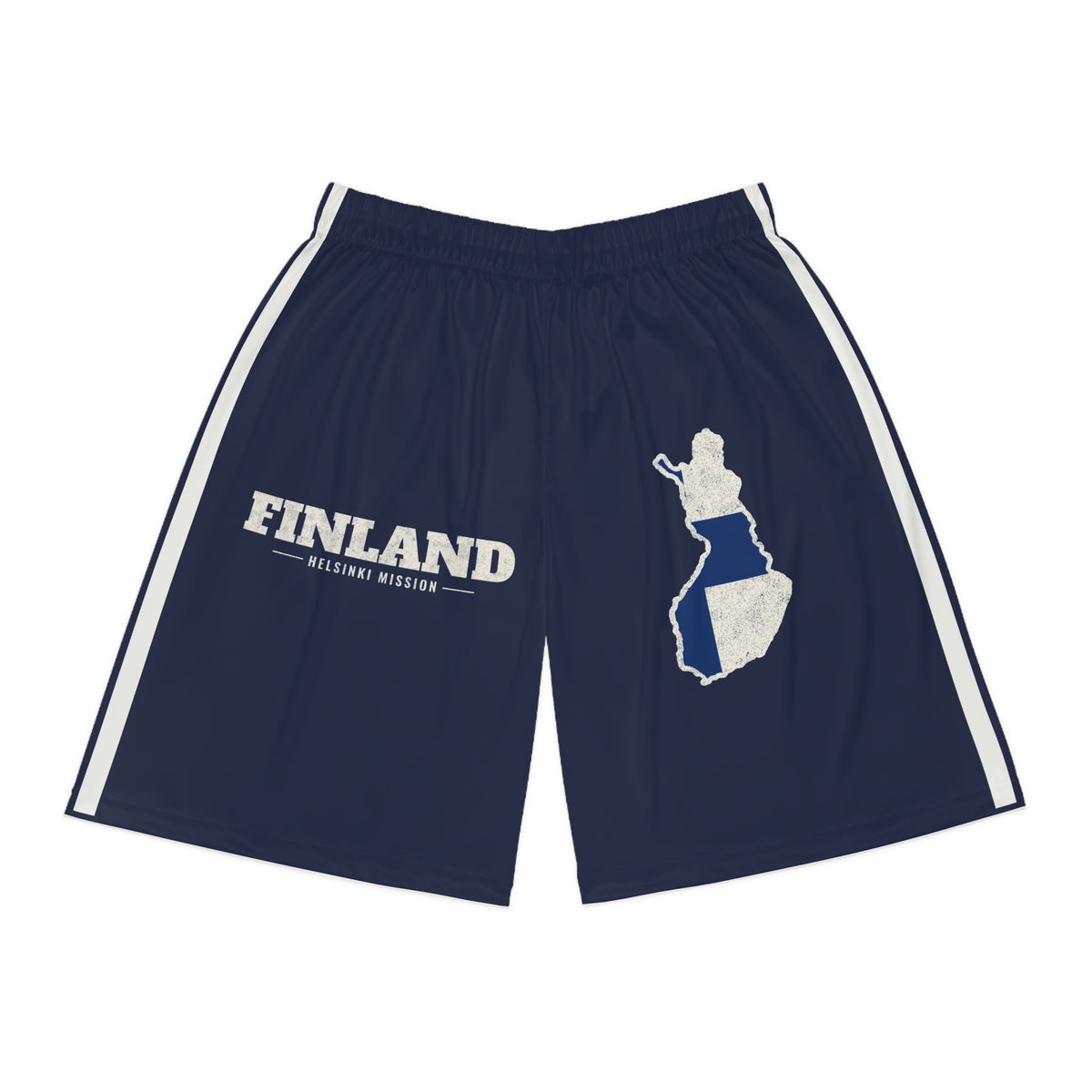 Finland Helsinki Mission Basketball Shorts, front view