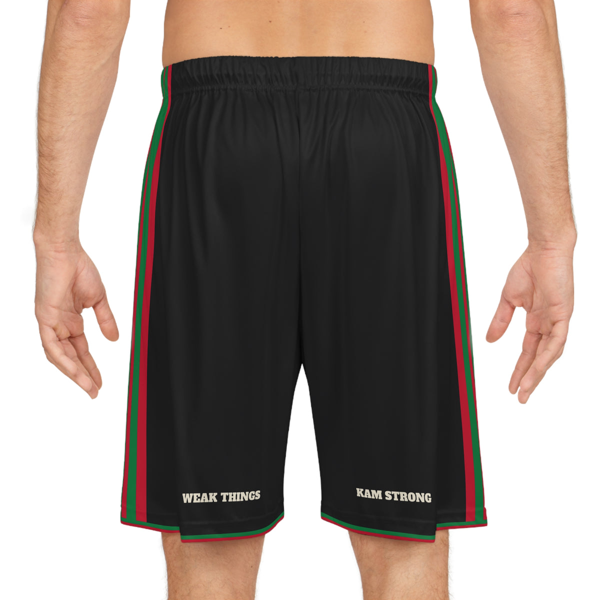 Vanuatu Port Vila Mission Basketball Shorts, worn, back view