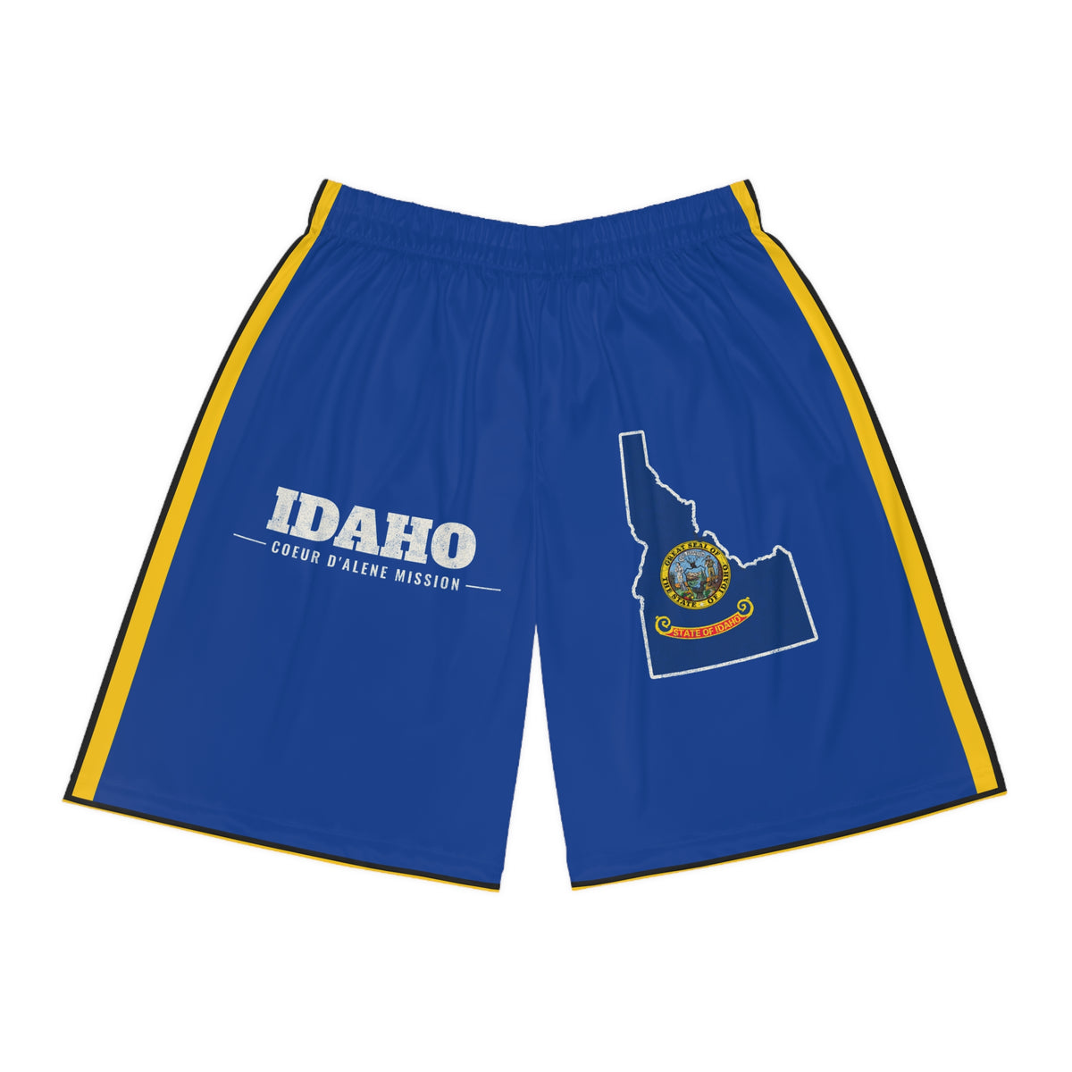 Idaho Coeur d'Alene Mission Basketball Shorts, front view