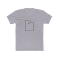 Utah Salt Lake City South Mission Heart Map shirt in Heather Grey: Utah outline with a red heart, front view