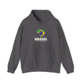 Brazil Curitiba South Mission Flag Map Hoodie in Charcoal, front view with the Brazil flag map and mission name