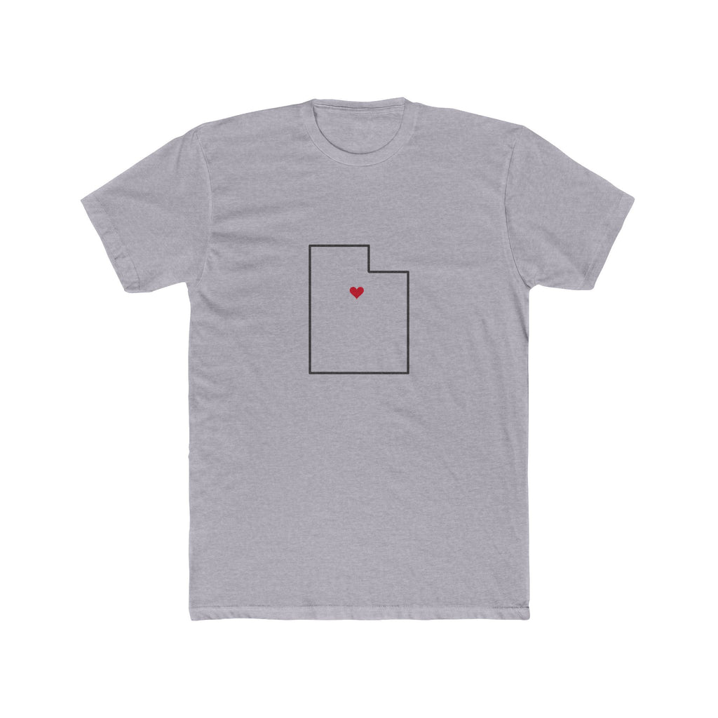 Utah Provo Mission Heart Map shirt in Heather Grey: Utah outline with a red heart, front view