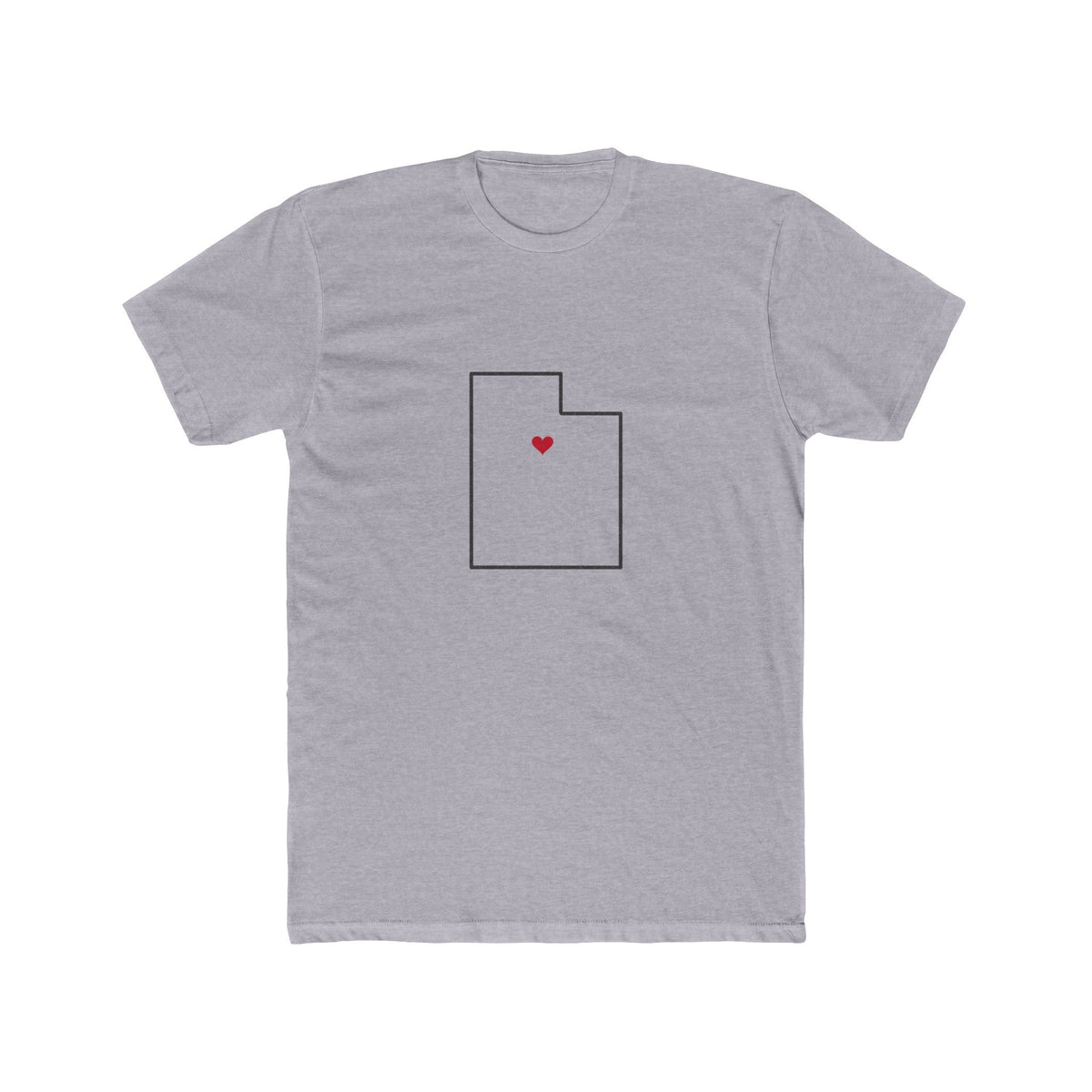 Utah Provo Mission Heart Map shirt in Heather Grey: Utah outline with a red heart, front view