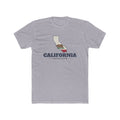 California Anaheim Mission Flag Map shirt in Heather Grey: California state flag in the outline of California with navy lettering, front view