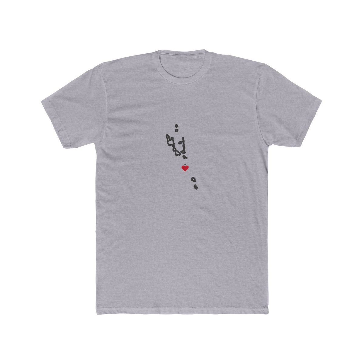 Vanuatu Port Vila Mission Heart Map shirt in Heather Grey: Vanuatu outline with a red heart, front view