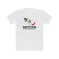 Mexico Puebla South Mission Flag Map shirt in White: flag of Mexico in the outline of Mexico with navy lettering, front view