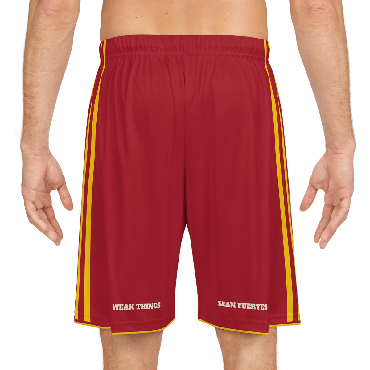 Spain Madrid East Mission Basketball Shorts, worn, back view