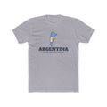 Argentina Buenos Aires East Mission Flag Map shirt in Heather Grey: flag of Argentina in the outline of Argentina with navy lettering, front view