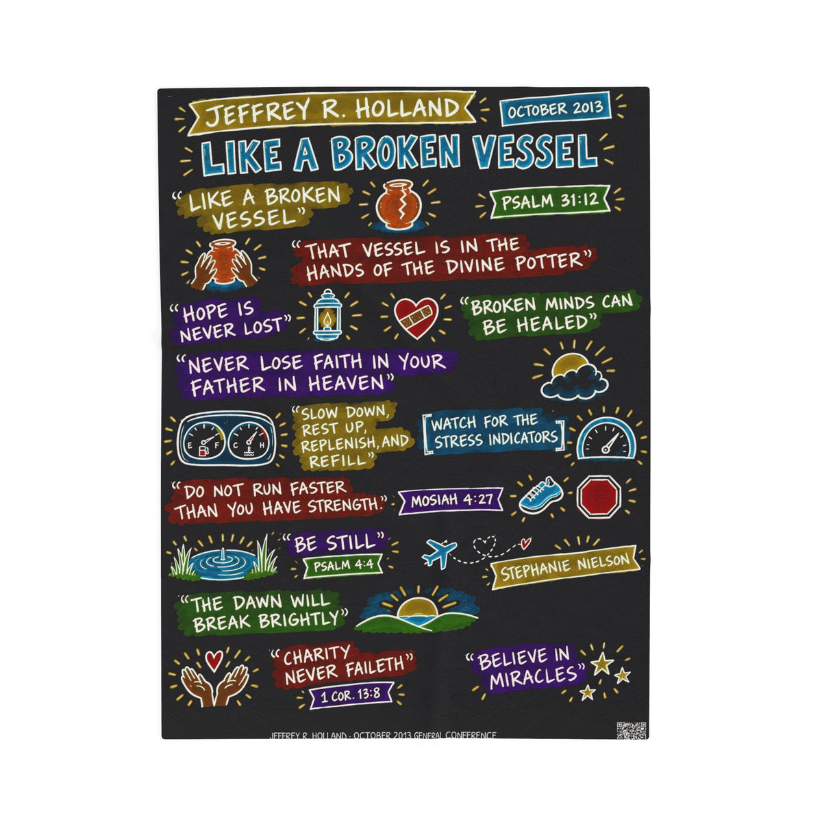 Like a Broken Vessel Sketch Note Plush Blanket — Jeffrey R. Holland