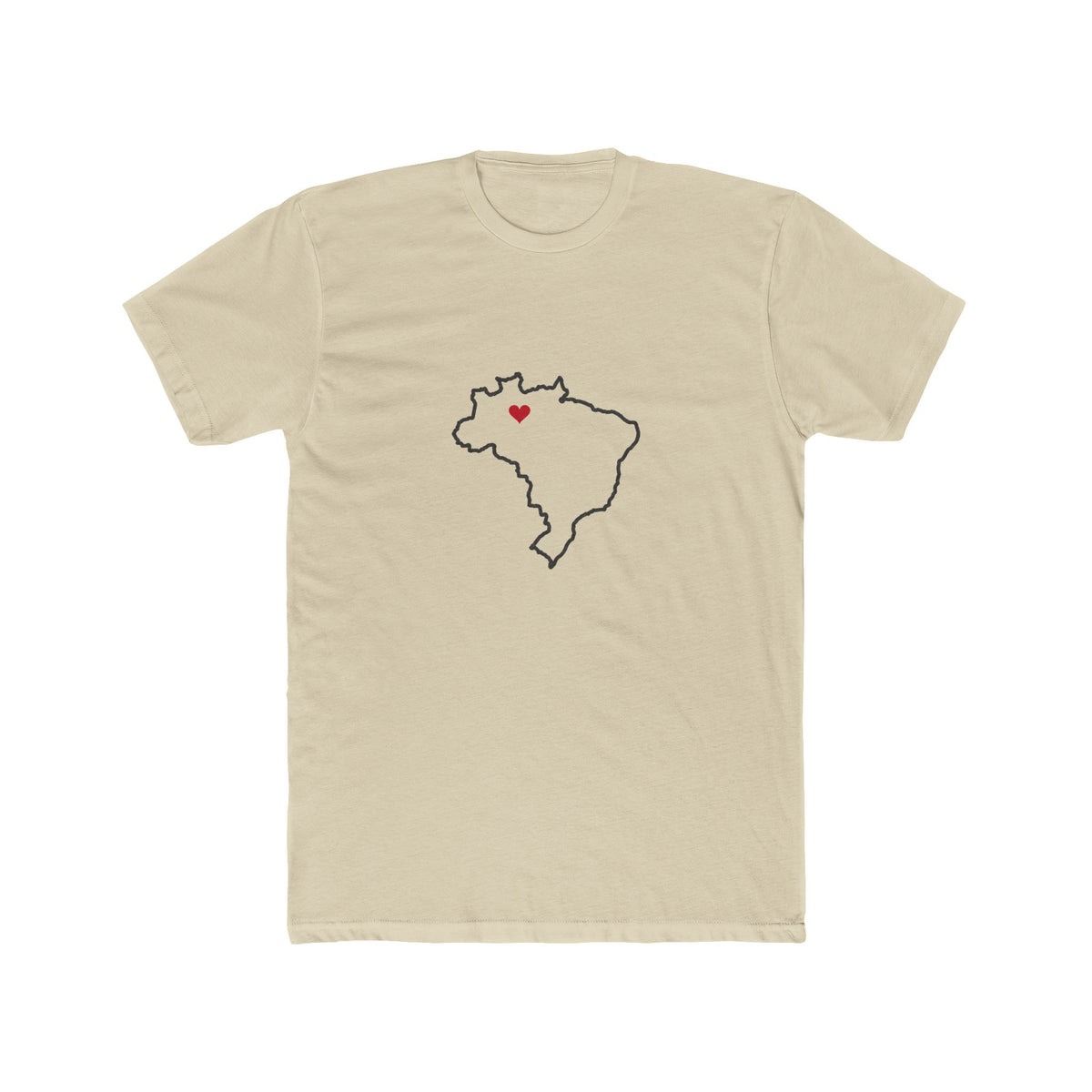 Brazil Manaus North Mission Heart Map shirt in Cream: Brazil outline with a red heart, front view