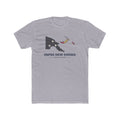 Papua New Guinea Madang Mission Flag Map shirt in Heather Grey: flag of Papua New Guinea in the outline of Papua New Guinea with navy lettering, front view