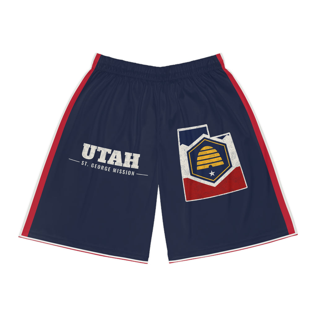 Utah St. George Mission Basketball Shorts, front view