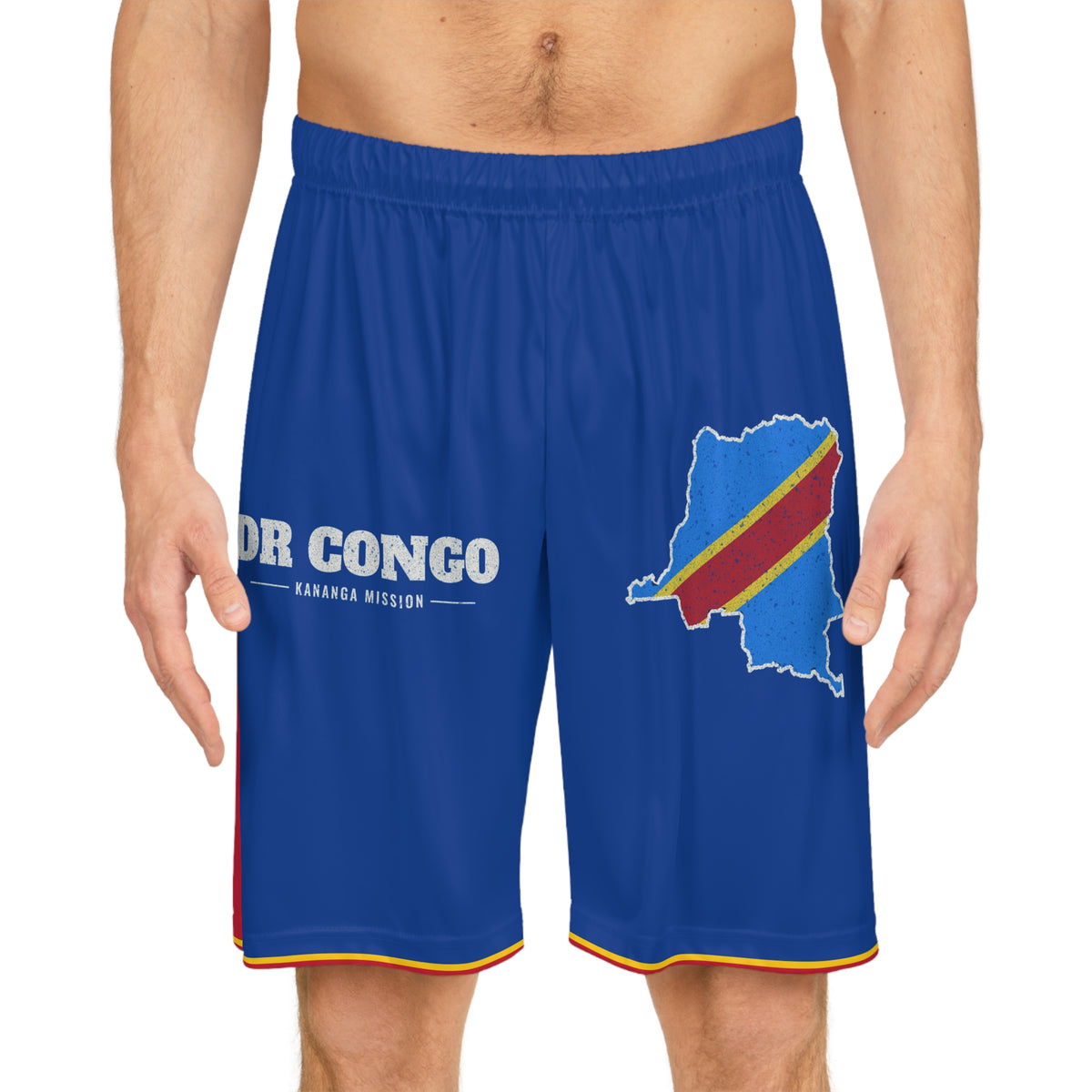 Democratic Republic of the Congo Kananga Mission Basketball Shorts, worn, front view