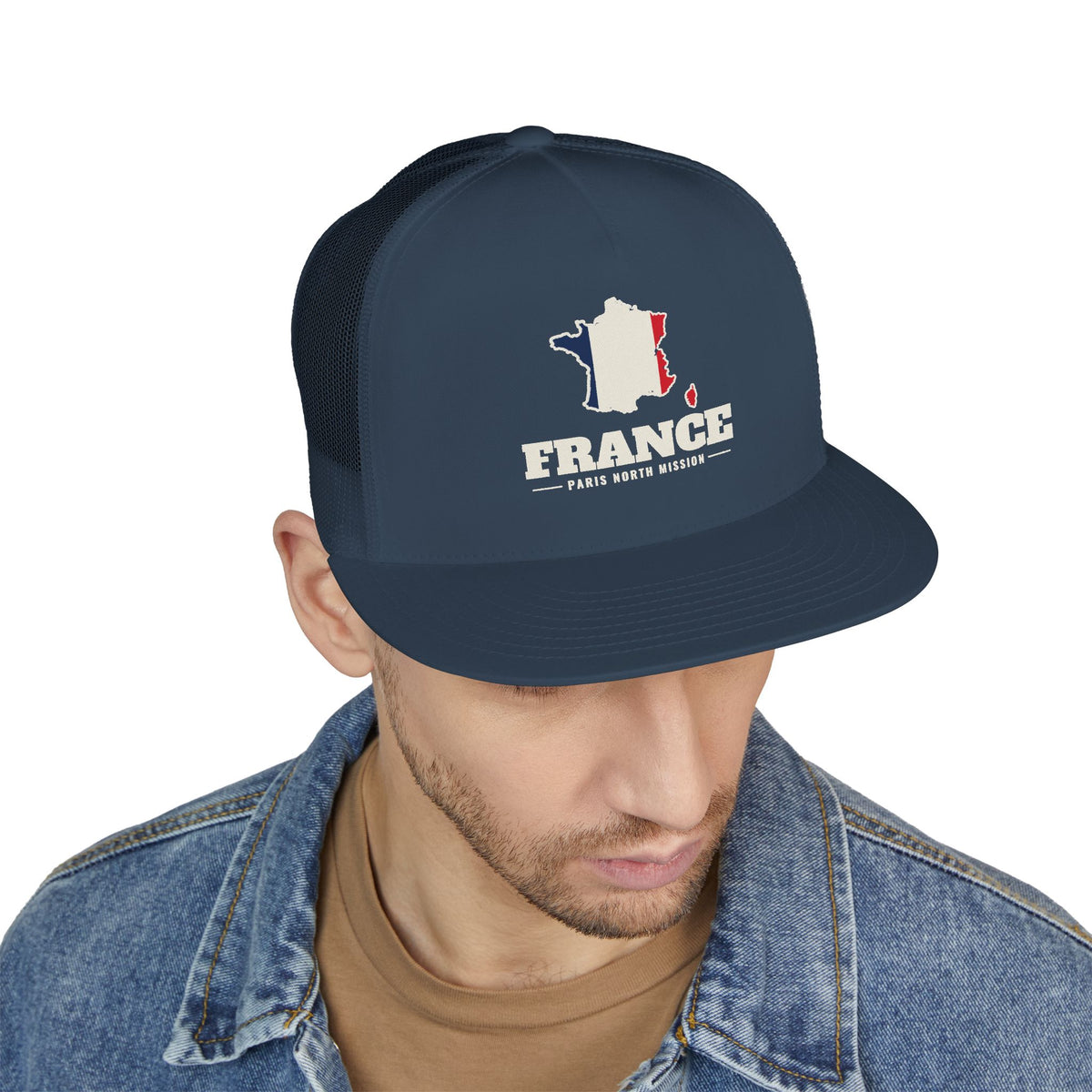 France Paris North Mission Flag Map Trucker Hat