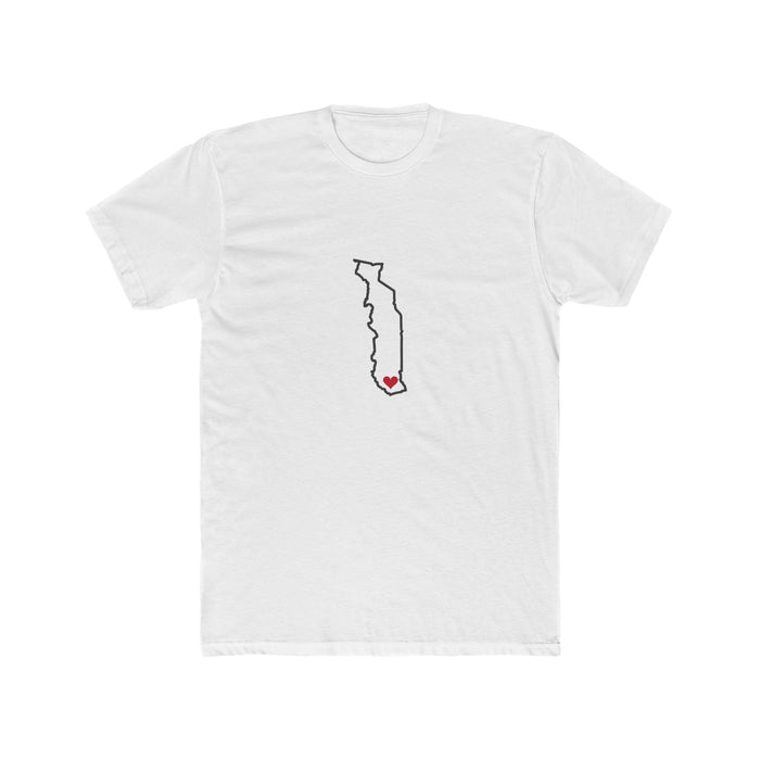 Togo Lome Mission Heart Map shirt in White: Togo outline with a red heart, front view