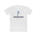 Argentina Salta Mission Flag Map shirt in White: flag of Argentina in the outline of Argentina with navy lettering, front view
