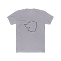 Zimbabwe Bulawayo Mission Heart Map shirt in Heather Grey: Zimbabwe outline with a red heart, front view