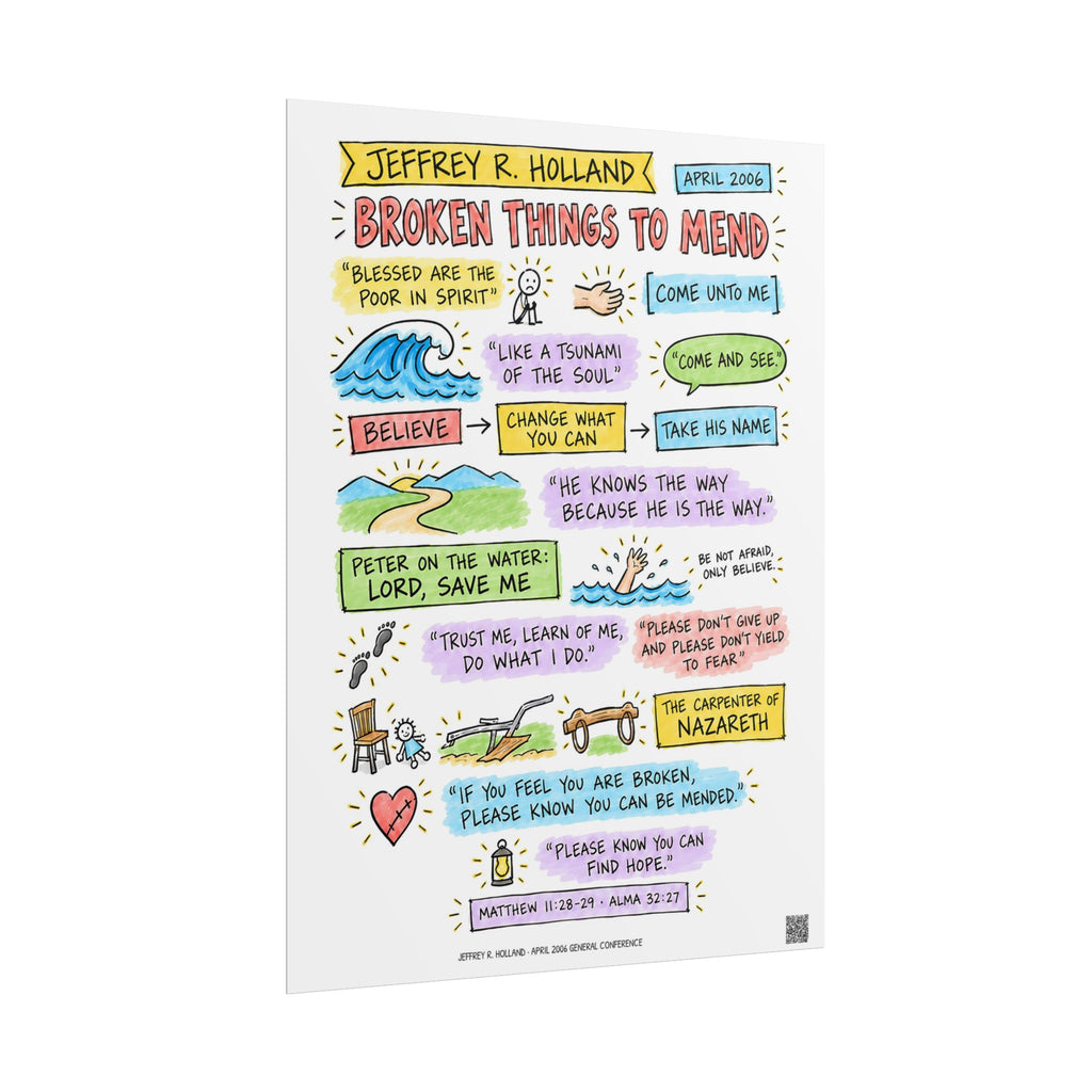 Broken Things to Mend Sketch Note Poster — Jeffrey R. Holland