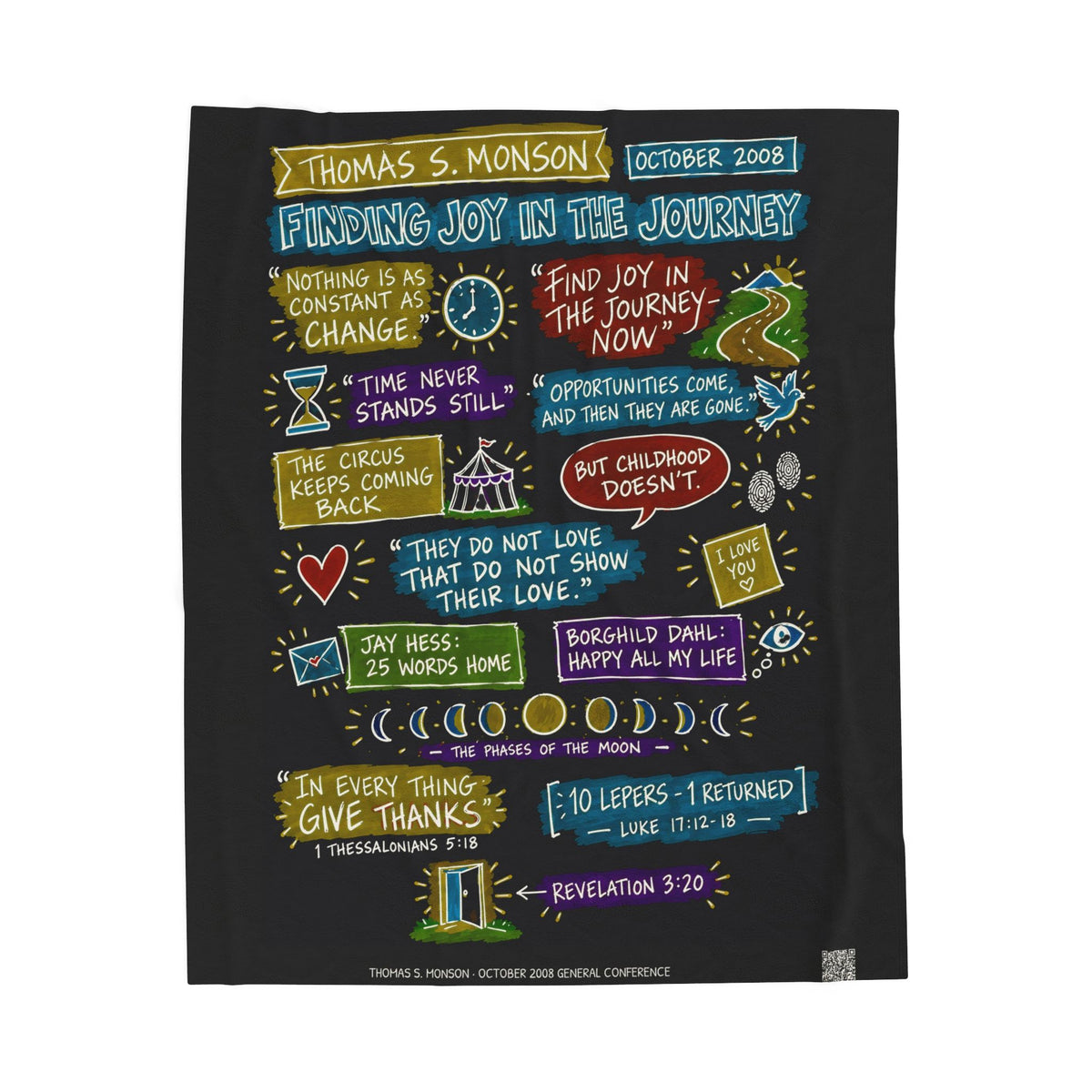 Finding Joy in the Journey Sketch Note Plush Blanket — Thomas S. Monson