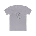 Peru Arequipa Mission Heart Map shirt in Heather Grey: Peru outline with a red heart, front view