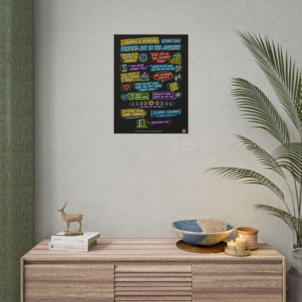 Finding Joy in the Journey Sketch Note Poster (Black) — Thomas S. Monson
