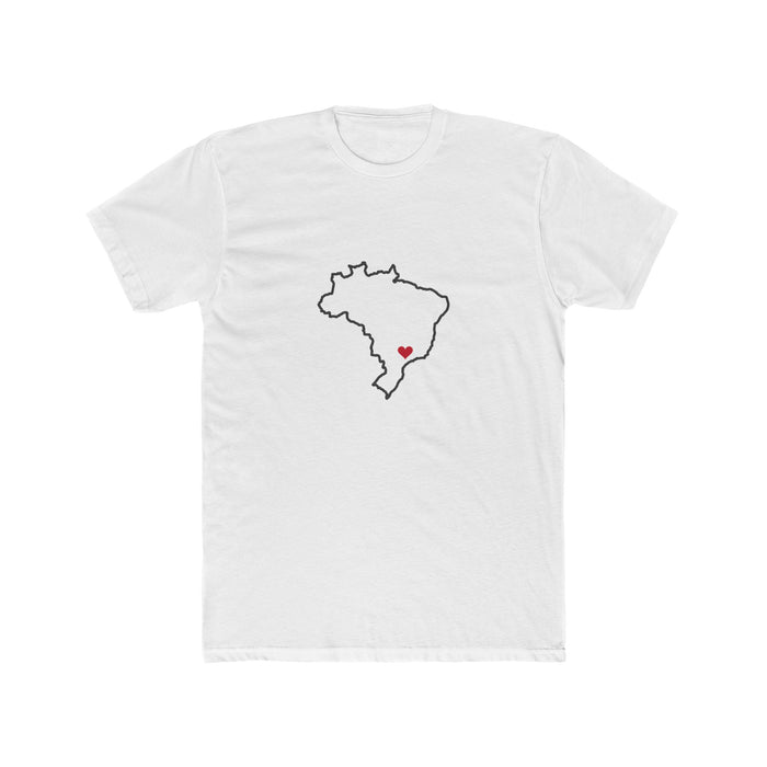 Brazil Ribeirao Preto Mission Heart Map shirt in White: Brazil outline with a red heart, front view