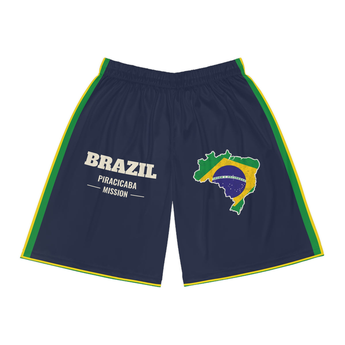 Brazil Piracicaba Mission Basketball Shorts, front view