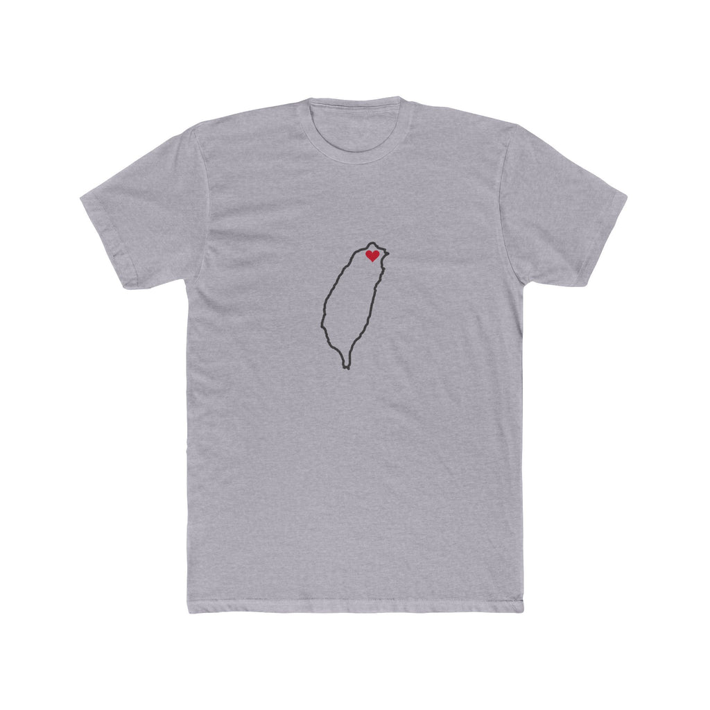 Taiwan Taipei Mission Heart Map shirt in Heather Grey: Taiwan outline with a red heart, front view