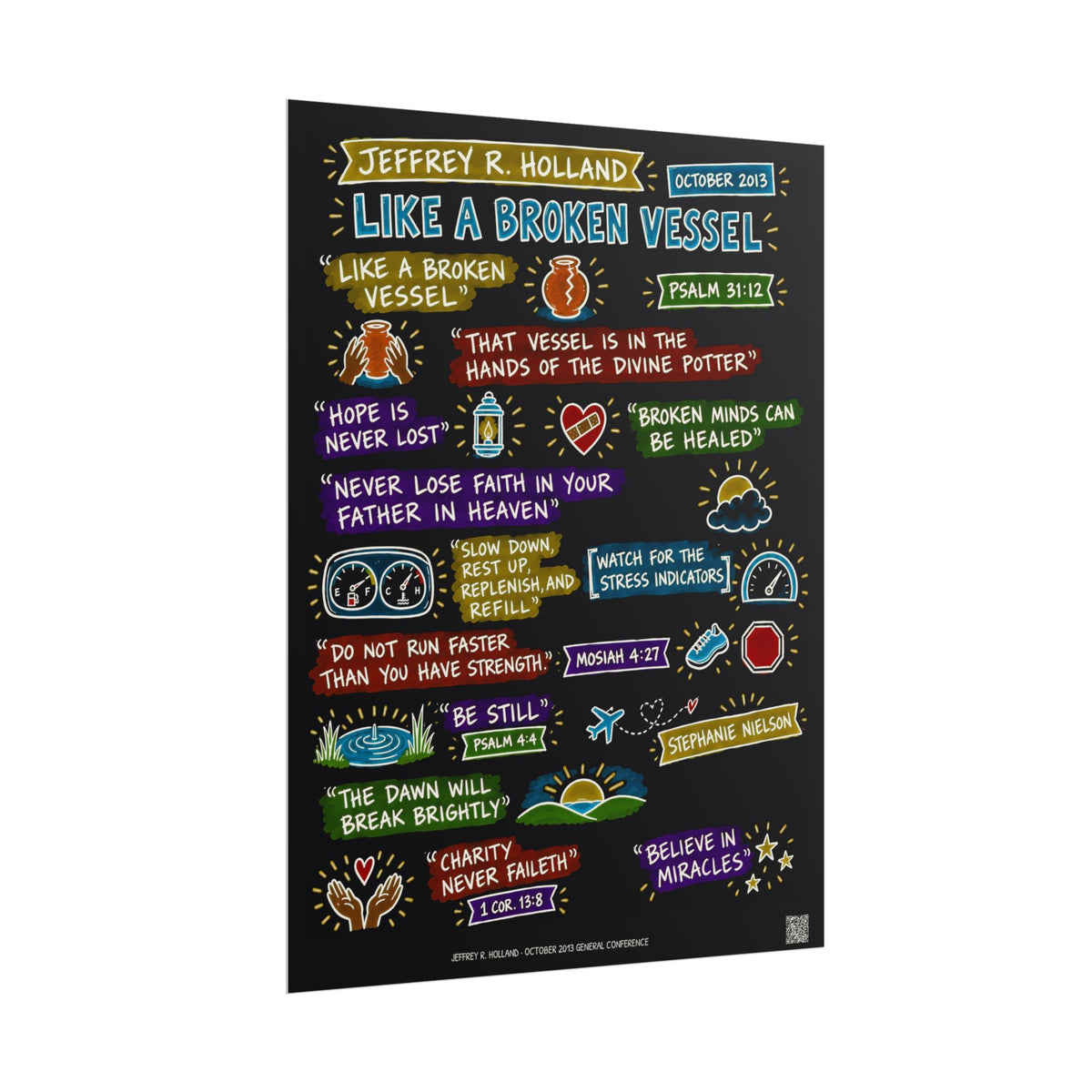 Like a Broken Vessel Sketch Note Poster (Black) — Jeffrey R. Holland