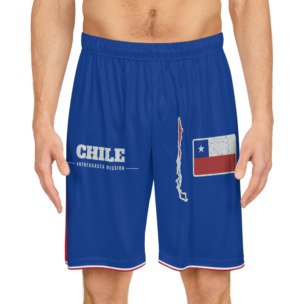 Chile Antofagasta Mission Basketball Shorts, worn, front view