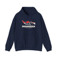 Indonesia Jakarta Mission Flag Map Hoodie in Navy, front view with the flag map and mission name