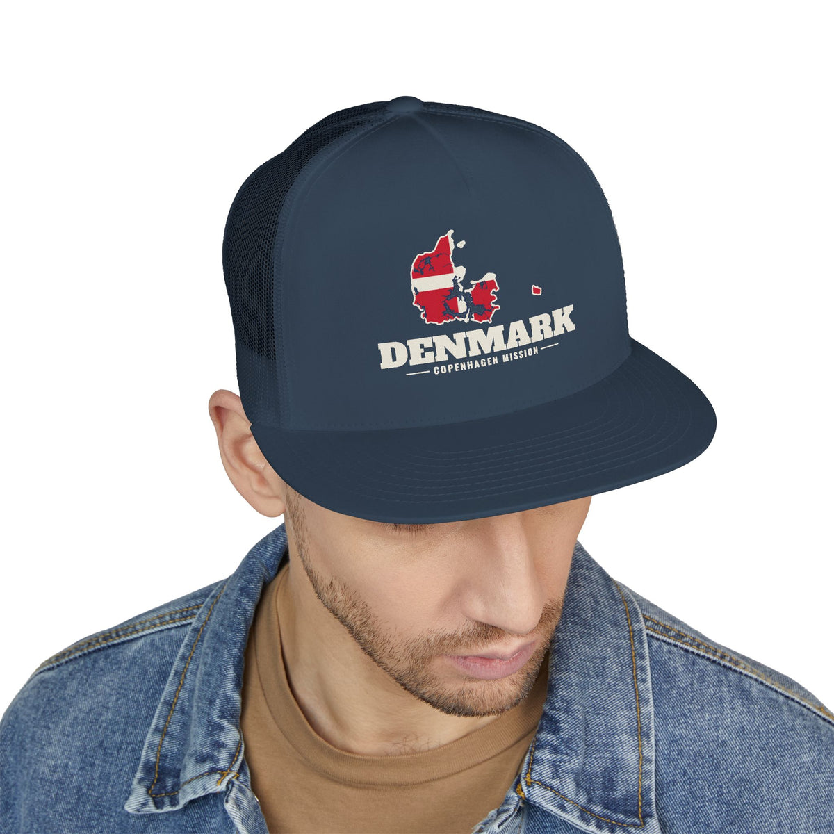 Denmark Copenhagen Mission Flag Map Trucker Hat