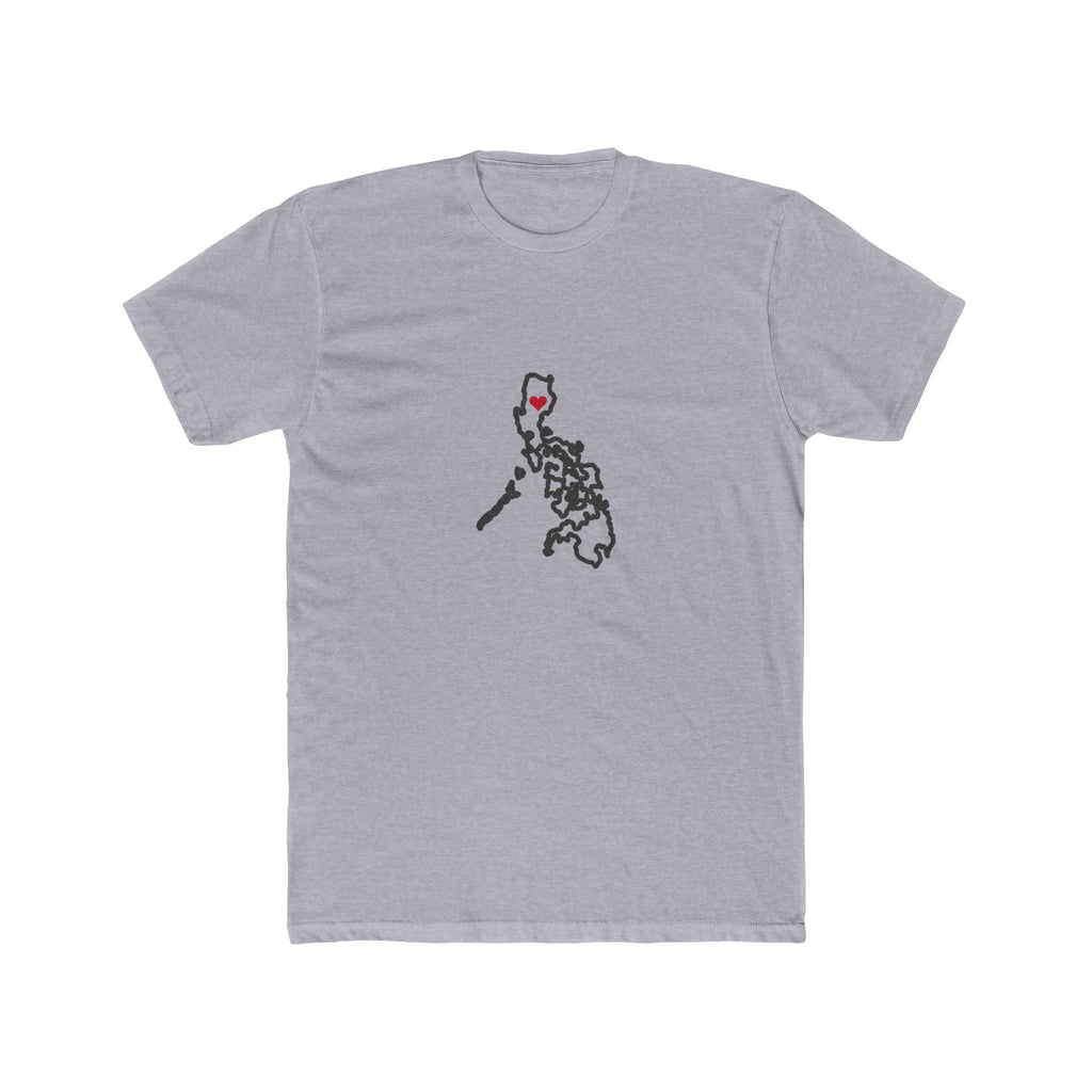 Philippines Lingayen Mission Heart Map shirt in Heather Grey: Philippines outline with a red heart, front view
